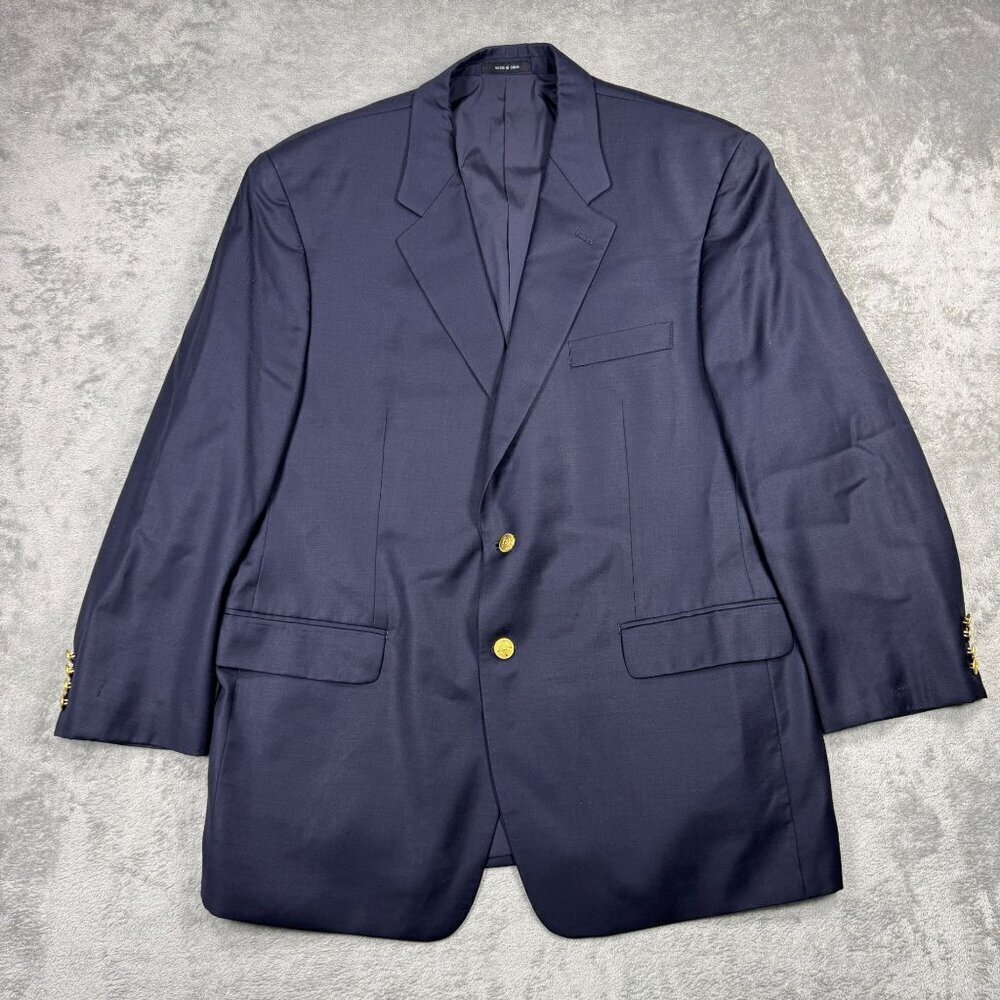 Lauren Ralph Lauren Mens Wool Blazer Navy Blue Suit Jacket Gold Buttons Preppy